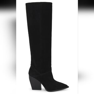 NIB All Saints Roberta Black Suede Boot With Block Heel Size US 9
